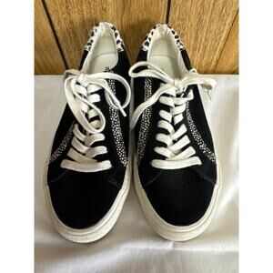 Madewell Sidewalk Suede Sneakers Black White Size 7, Calf Hair Animal Print Heel